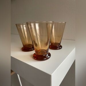 Set of Amber Glass Tumblers